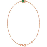 14K Rose Gold Natural Emerald 6 1/2-7 1/2" Bracelet