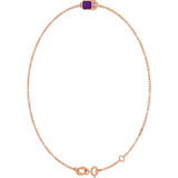 14K Rose Gold Natural Amethyst 6 1/2-7 1/2" Bracelet