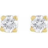 14K Yellow Gold Natural White Sapphire Earring