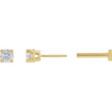 14K Yellow Gold 1/10 CT Natural Diamond  Earring