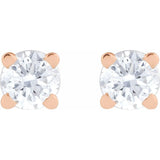 14K Rose Gold 1/10 CT Natural Diamond  Earring