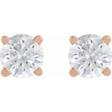 14K Rose Gold 1/4 CT Natural Diamond Earring