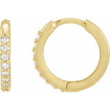 14K White Gold 1/3 CTW Natural Diamond Hinged 15 mm Hoop Earrings
