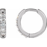 14K White Gold 1/4 CTW Natural Diamond Hinged 12.5 mm Hoop Earrings