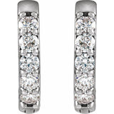 Sterling Silver 1/4 CTW Natural Diamond Hinged 12.5 mm Hoop Earrings