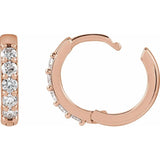 14K Rose Gold 1/4 CTW Natural Diamond Hinged 12.5 mm Hoop Earrings