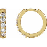14K Yellow Gold 1/4 CTW Lab-Grown Diamond Hinged 12.5 mm Hoop Earrings