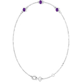 Sterling Silver Natural Amethyst Bezel-Set 3-Stone 6 1/2-7 1/2" Bracelet