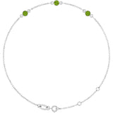 Sterling Silver Natural Peridot 6 1/2-7 1/2" Bracelet