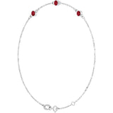 Sterling Silver Natural Ruby Bezel-Set 3-Stone 6 1/2-7 1/2" Bracelet