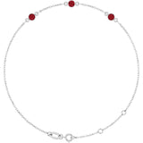 Sterling Silver Lab-Grown Ruby Bezel-Set 3-Stone 6 1/2-7 1/2" Bracelet