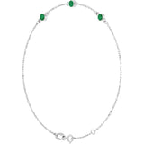 Sterling Silver Natural Emerald 6 1/2-7 1/2" Bracelet