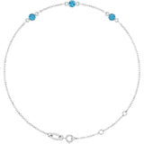 Sterling Silver Natural Blue Zircon Bezel-Set 3-Stone 6 1/2-7 1/2
