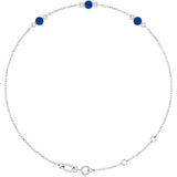 Sterling Silver Lab-Grown Blue Sapphire Bezel-Set 3-Stone 6 1/2-7 1/2" Bracelet