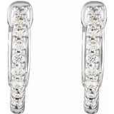 14K White Gold 1/4 CTW Natural Diamond Inside-Outside 14.5 mm Hinged Hoop Earrings