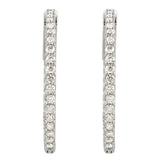 14K White Gold 1 CTW Natural Diamond Inside-Outside 26.5 mm Hinged Hoop Earrings