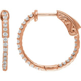 14K Rose Gold 1/2 CTW Natural Diamond Inside-Outside 19 mm Hinged Hoop Earrings