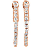 14K Rose Gold 1/2 CTW Natural Diamond Inside-Outside 19 mm Hinged Hoop Earrings