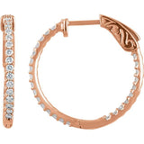 14K Rose Gold 3/4 CTW Natural Diamond Inside-Outside 23 mm Hinged Hoop Earrings