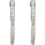 Platinum 3/4 CTW Natural Diamond Inside-Outside 23 mm Hinged Hoop Earrings