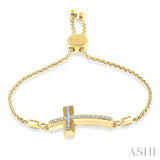 1/20 Ctw Cross Charm Round Cut Diamond Lariat Bracelet in Yellow Gold Vermeil