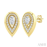 1/2 Ctw Open Window Pear and Round Cut Golden Glow Diamond Fashion Earrings in 14K Yellow Gold