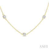 2 Ctw Oval Cut Diamond Fashion Station Necklace in 14K Yellow Gold