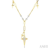 3/8 Ctw Star Shape Paperclip Round Cut Diamond Fashion Necklace in 14K Yellow and White Gold