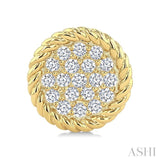 1/5 Ctw Round Cut Diamond Rope Border Circle Motif Fashion Stud Earrings in 10K Yellow Gold
