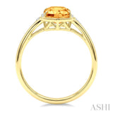 16X6 MM Hexagon Shape Citrine and 1/10 Ctw Round Cut Diamond Semi-Precious Ring in 10K Yellow Gold