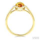 16X7 MM Evoque Gemstone Marquise Shape Citrine and 1/6 Ctw Round Cut Diamond Semi-Precious Ring in 10K Yellow Gold