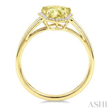 16X7 MM Evoque Gemstones Shield Shape Lemon Quartz and 1/6 Ctw Round Cut Diamond Semi-Precious Ring in 10K Yellow Gold