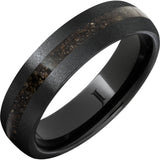 Black Diamond Ceramic™ Ring with Grey Dinosaur Fossil Bone Inlay