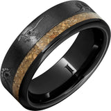 Dinosaur Skeleton Black Diamond Ceramic™ Ring with Dinosaur Fossil Inlay