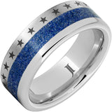 Blue Stars - Serinium® Ring with American Flag Stars and Lapis Inlay