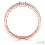 1/3 Ctw Three Row Layered Baguette & Round Diamond Fashion Ring in 14K Rose Gold