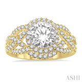3/4 Ctw Split Criss Cross Shank Round Cut Diamond Semi-Mount Engagement Ring in 14K Yellow and White Gold