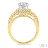 3/4 Ctw Split Criss Cross Shank Round Cut Diamond Semi-Mount Engagement Ring in 14K Yellow and White Gold