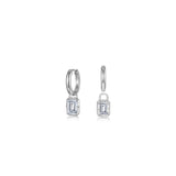 Emerald-Cut Padlock Huggies