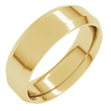 14K Yellow Gold 6 mm Beveled-Edge Comfort-Fit Flat Band Size 9.5