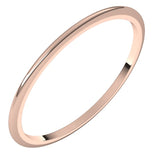 14K Rose Gold 1 mm Half Round Band Size 6.5