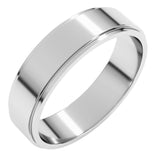 18K White Gold 5 mm Stepped-Edge Flat Band Size 10