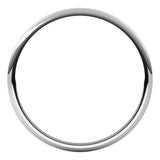 14K White Gold 1 mm Lightweight Half Round Band Size 9.5