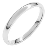 Platinum 2 mm Lightweight Comfort-Fit Half Round Band Size 3.5