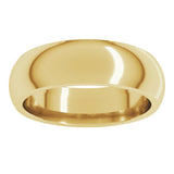 18K Yellow Gold 6 mm Comfort-Fit Half Round Band Size 11