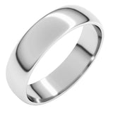 10K White Gold 5 mm Lightweight Half Round Band Size 12