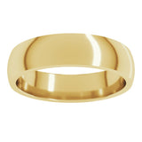 18K Yellow Gold 5 mm Lightweight Comfort-Fit Half Round Band Size 6.5
