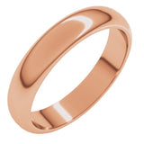 14K Rose Gold 4 mm Half Round Band Size 8