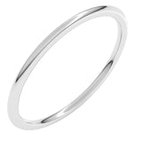 14K White Gold 1 mm Lightweight Comfort-Fit Half Round Band Size 6.5