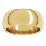 14K Yellow Gold 8 mm Comfort-Fit Half Round Band Size 8.5
